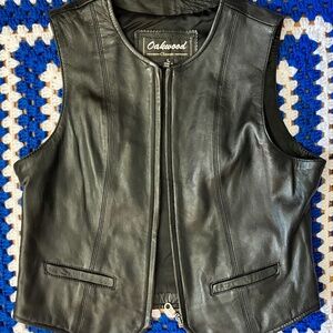 Ladies Vintage Oakwood Classic Leather Zip Up Vest